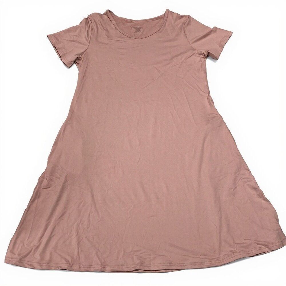 Light Pink Oversized T-shirt Dress with Pockets